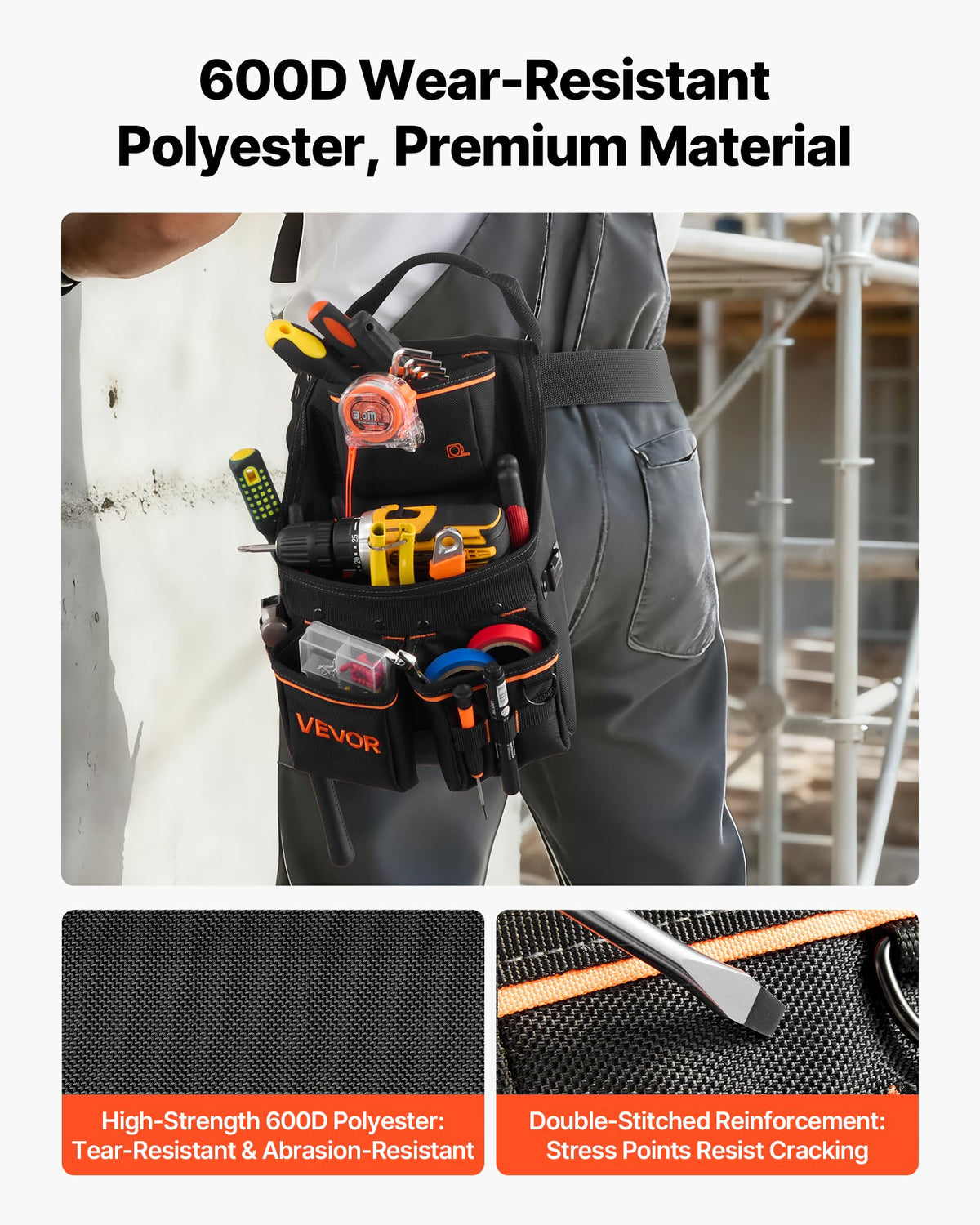 14 Pockets Heavy Duty Adjustable Tool Pouch with Belt O614546