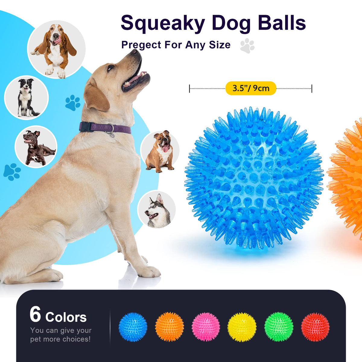 Squeaky Dog Toy Balls BPA Free Non-Toxic R45757