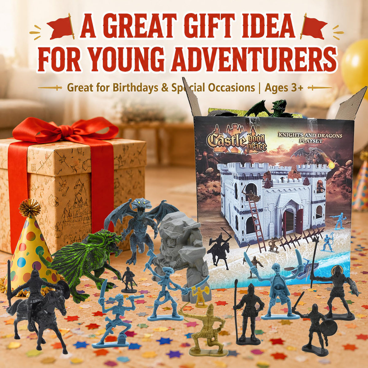 Medieval Castle Building Set with Knights and Dragon E8820