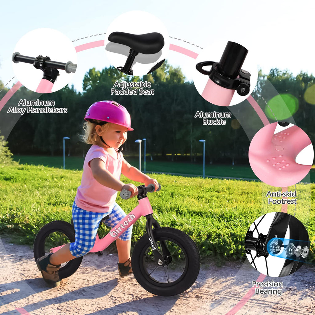 12" No Pedal Balance Bike with Inflatable Rubber Tires R678509