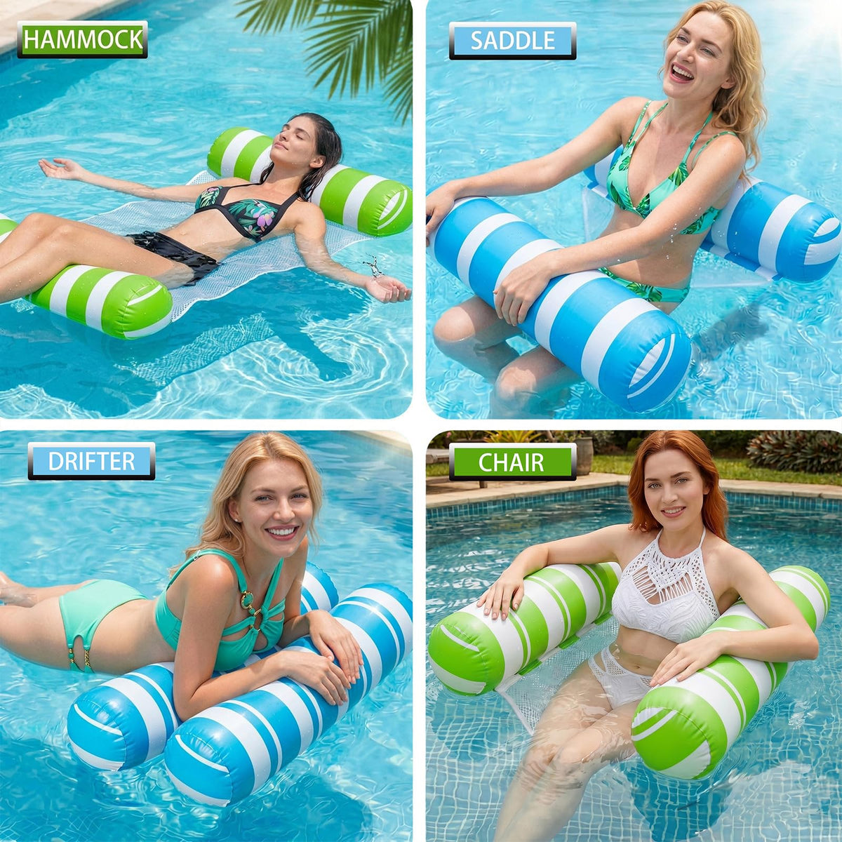 5 Pack Inflatable Pool Floats Adult Size Water Hammock E94639