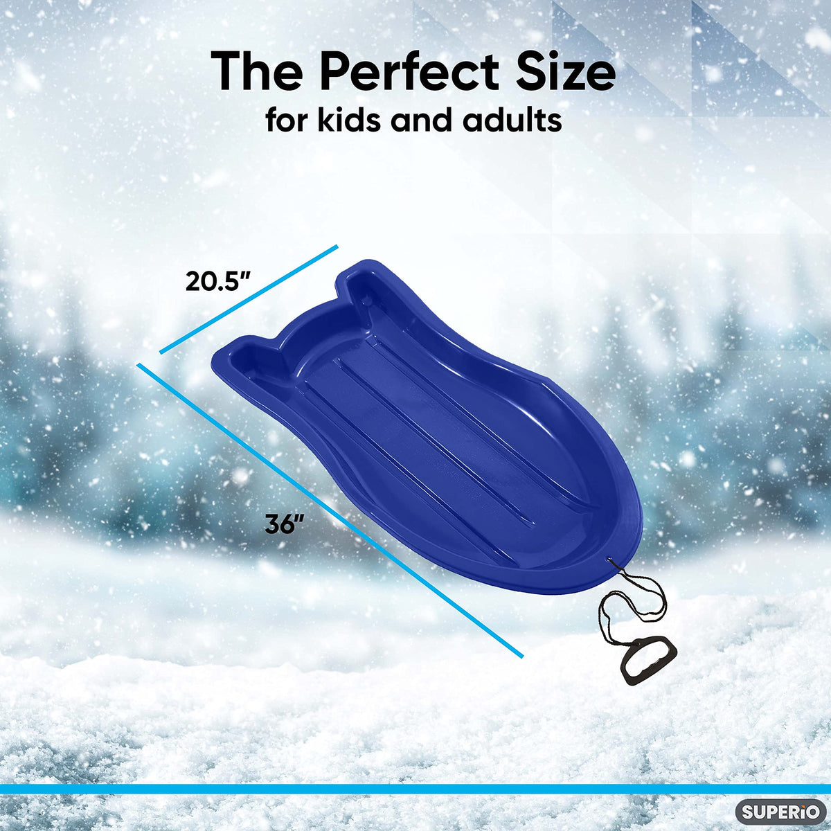 3 Pack Plastic Toboggan Snow Sled with Pull Ropes and Handles O981