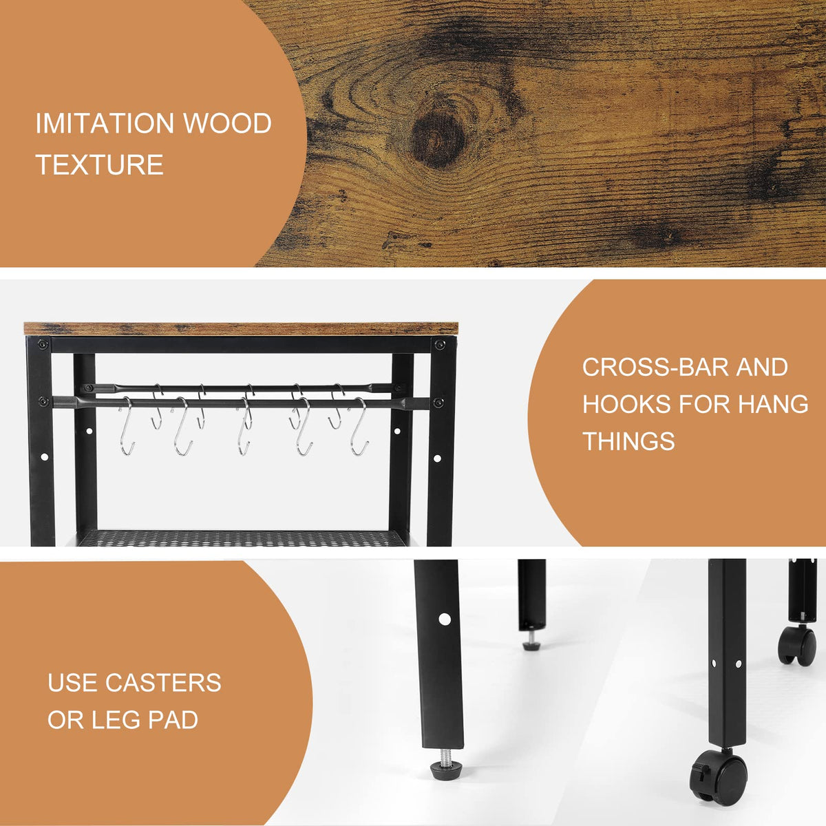 Rustic 2-Tier End Table with Adjustable Height Shelf H55971
