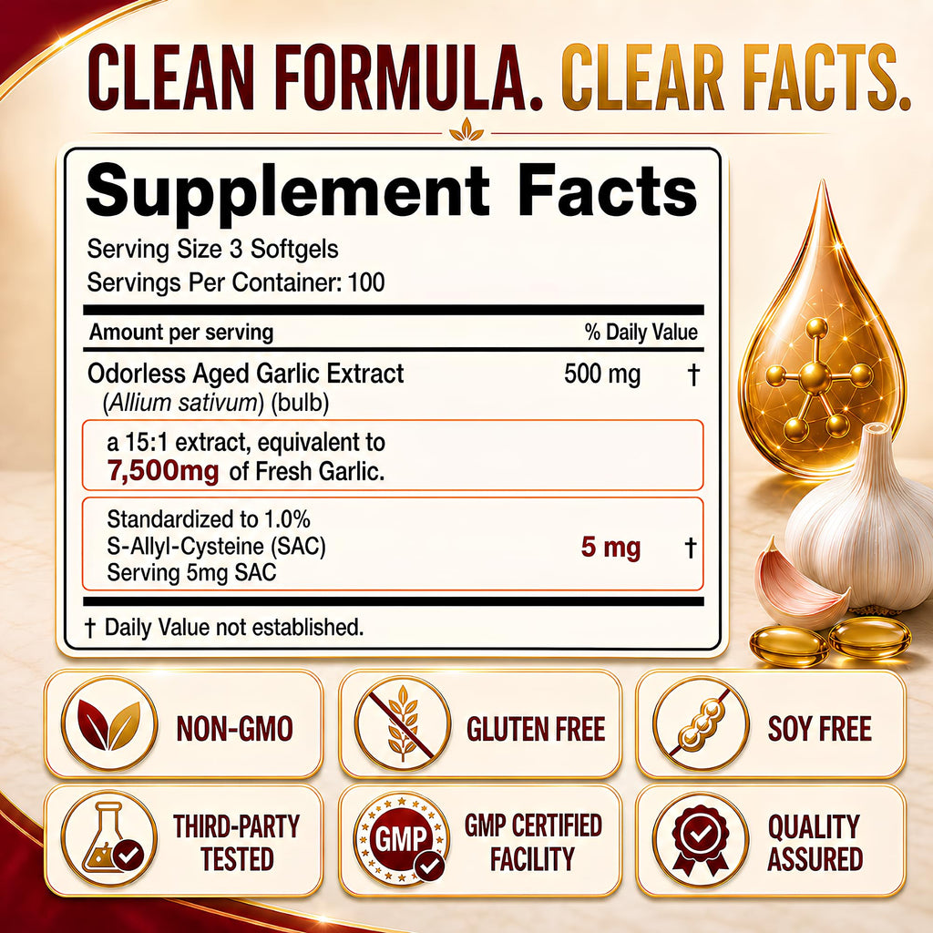 Aged Odorless Garlic Extract Softgels 300 Count E2341