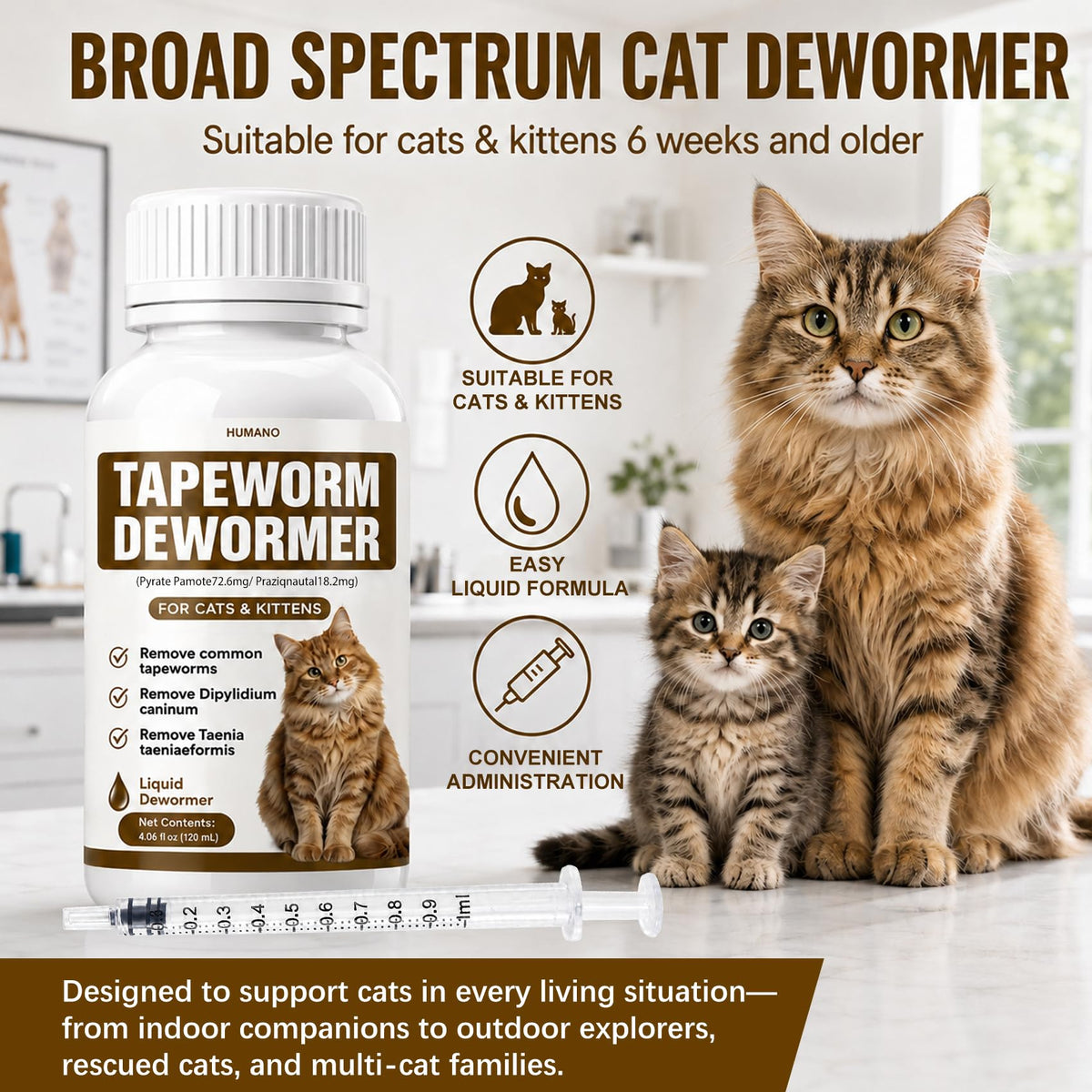 Broad Spectrum Cat Tapeworm Dewormer J7677