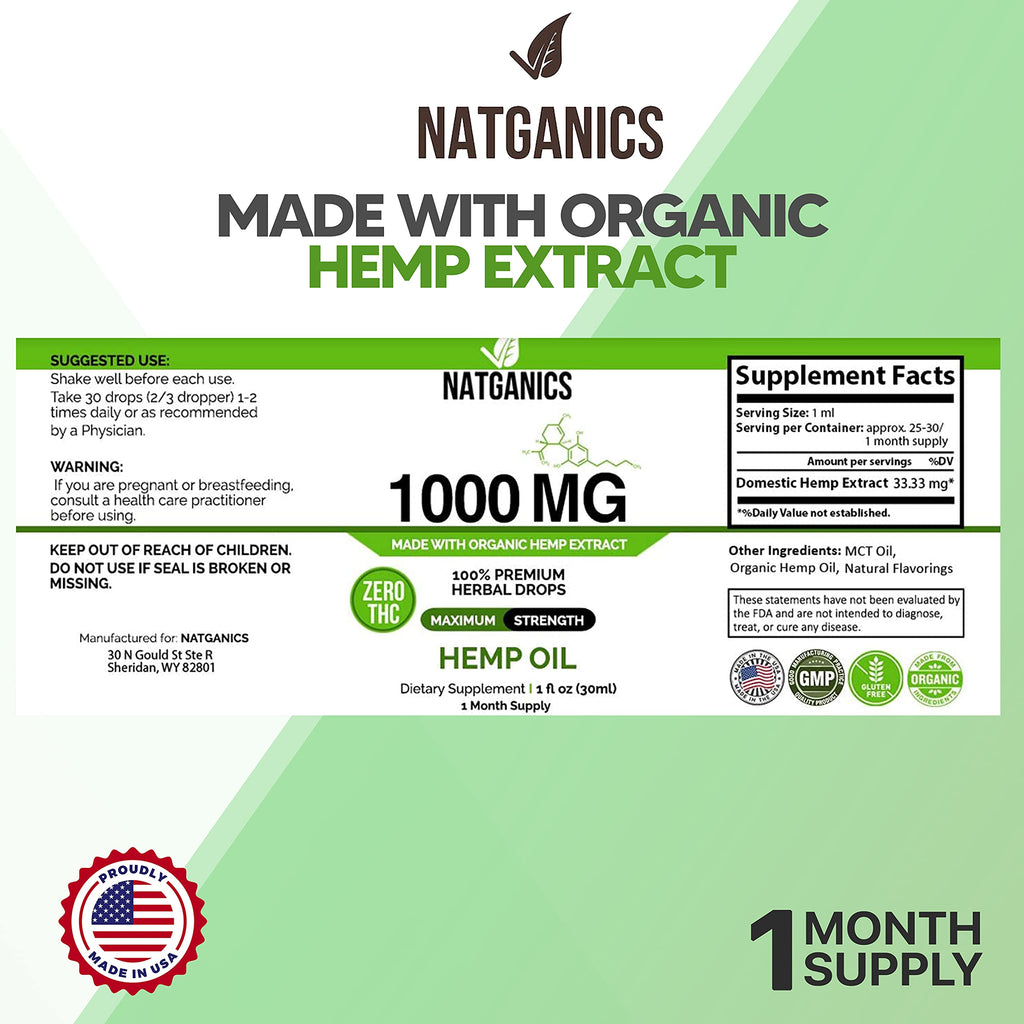 Organic Hemp Oil 1000mg U4819