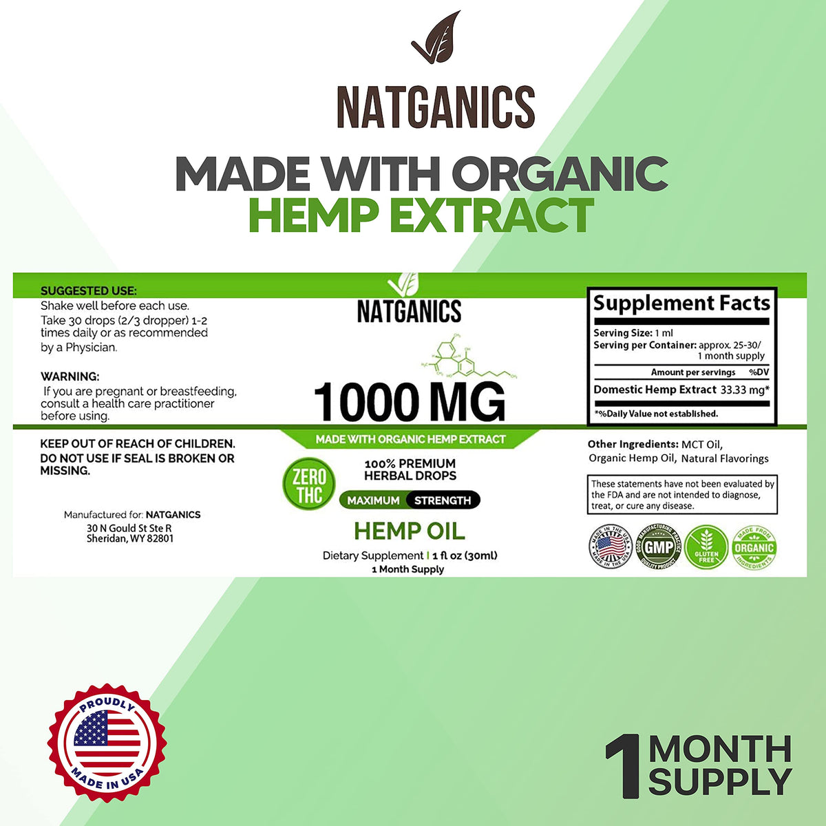 Organic Hemp Oil 1000mg U4819