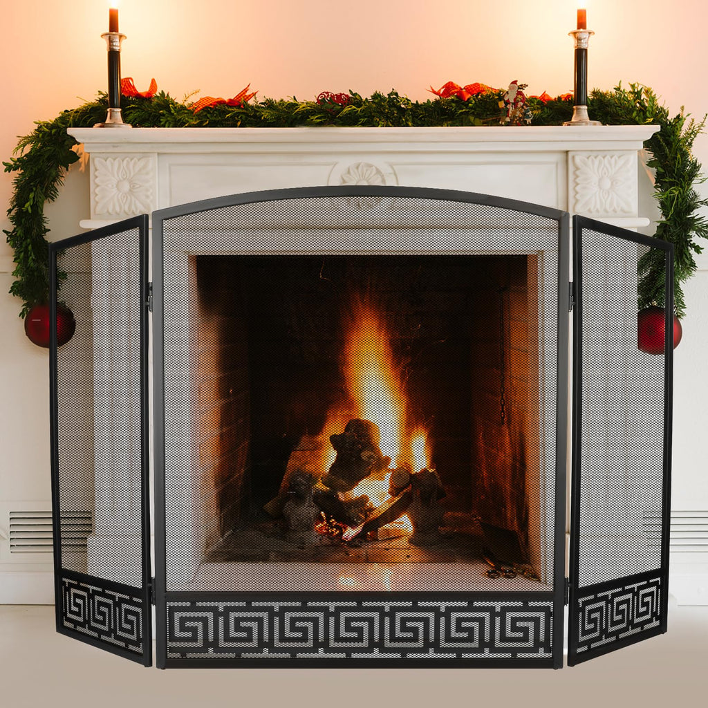 Arched 3 Panel Folding Fireplace Screen M641695
