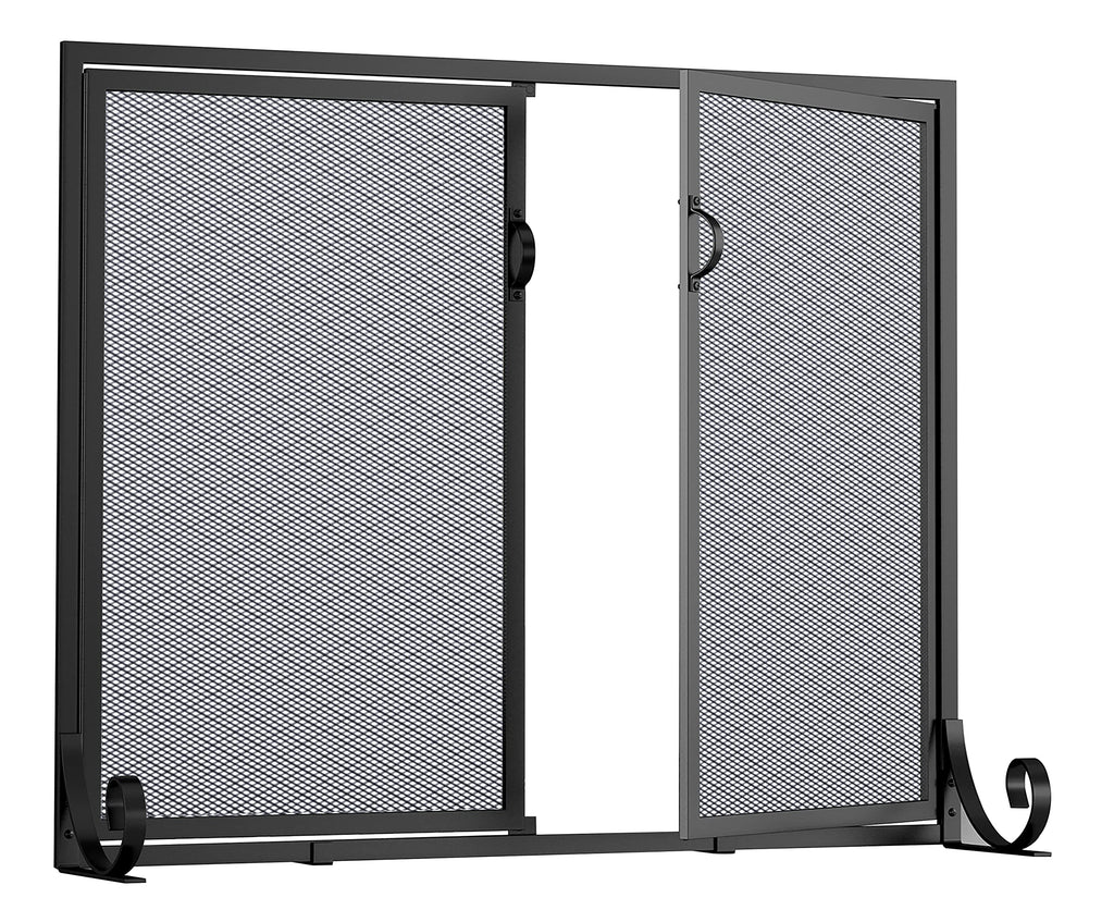 Hinged Double Door Fireplace Mesh Guard R9688