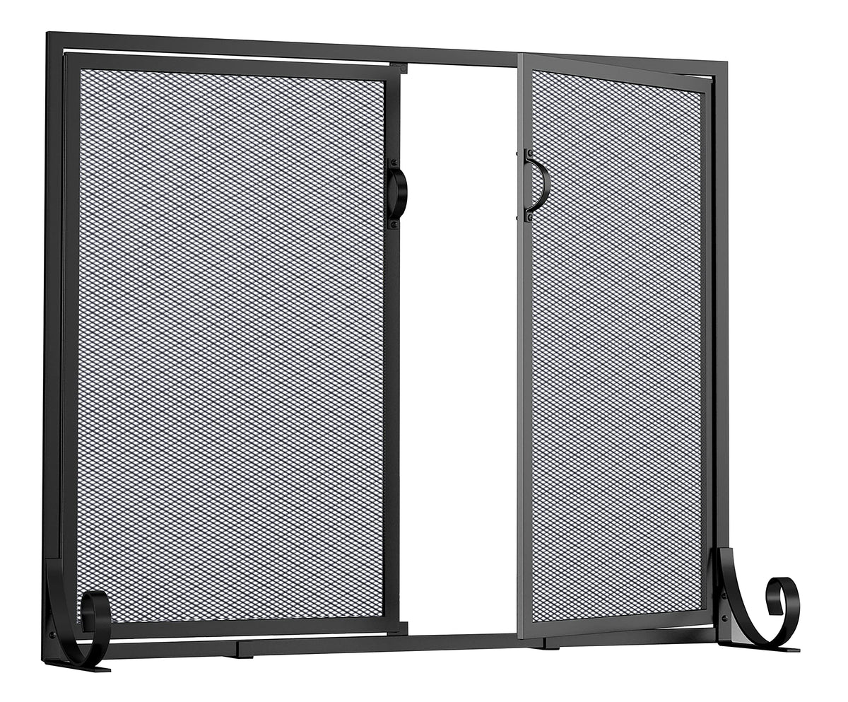 Hinged Double Door Fireplace Mesh Guard R9688