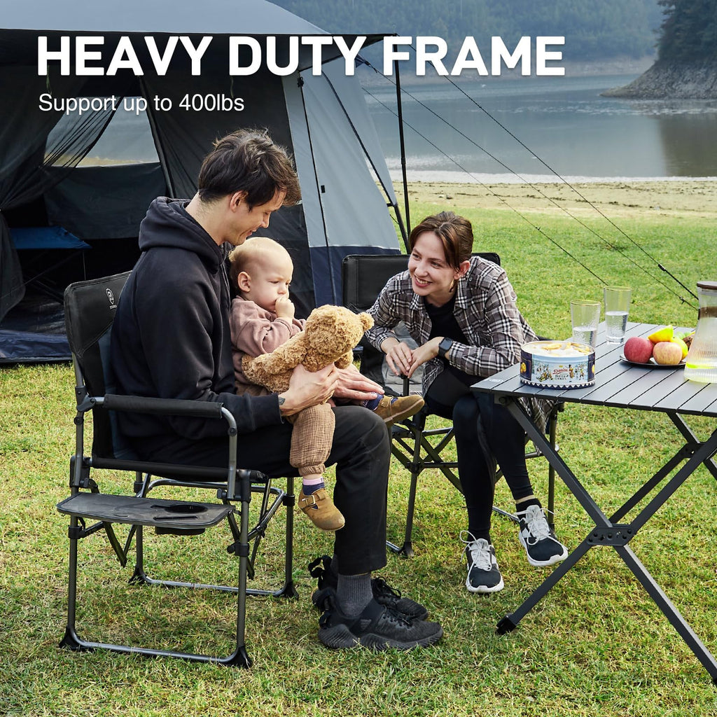 Portable Folding Camping Chair with Side Table, Black K557