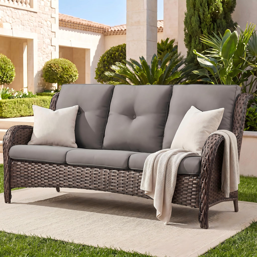 3-Seater PE Wicker Patio Sofa O92464