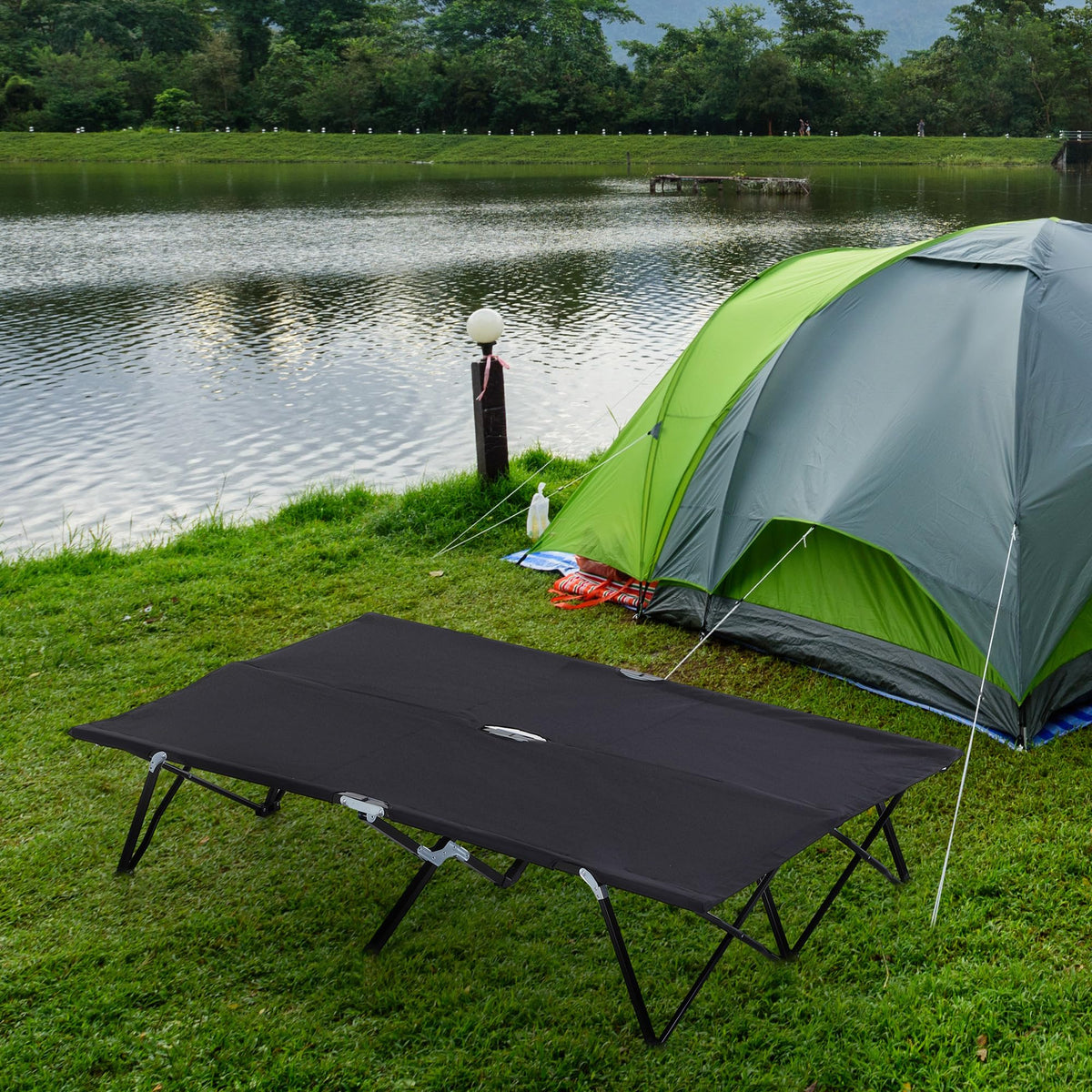 2 Person Folding Camping Cot with Carry Bag, 300 lbs Capacity G29017