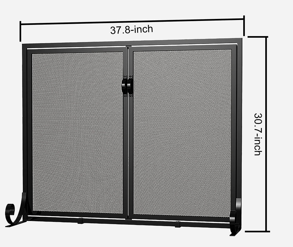 Hinged Double Door Fireplace Mesh Guard R9688