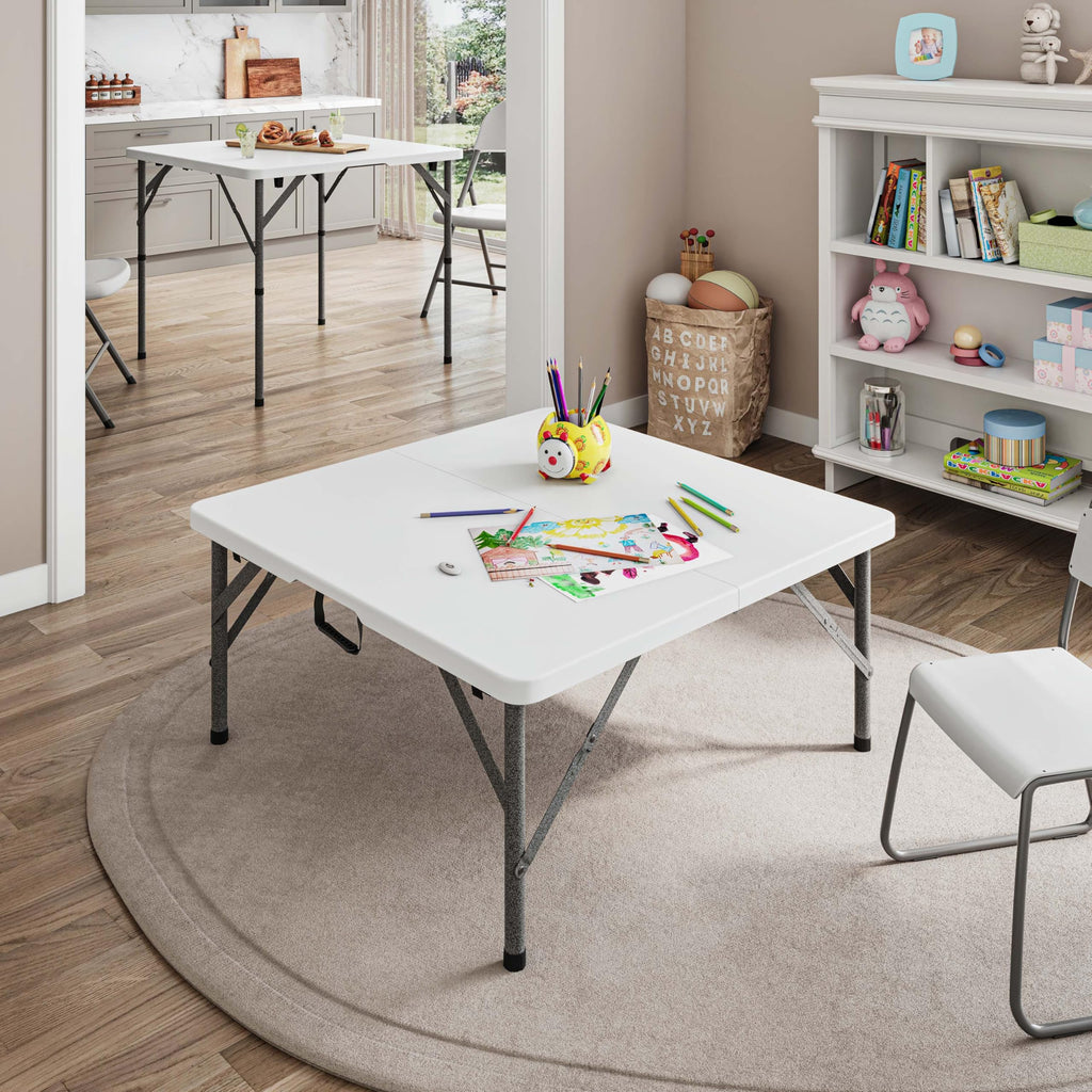 White Square Folding Table with Carry Handle C5035