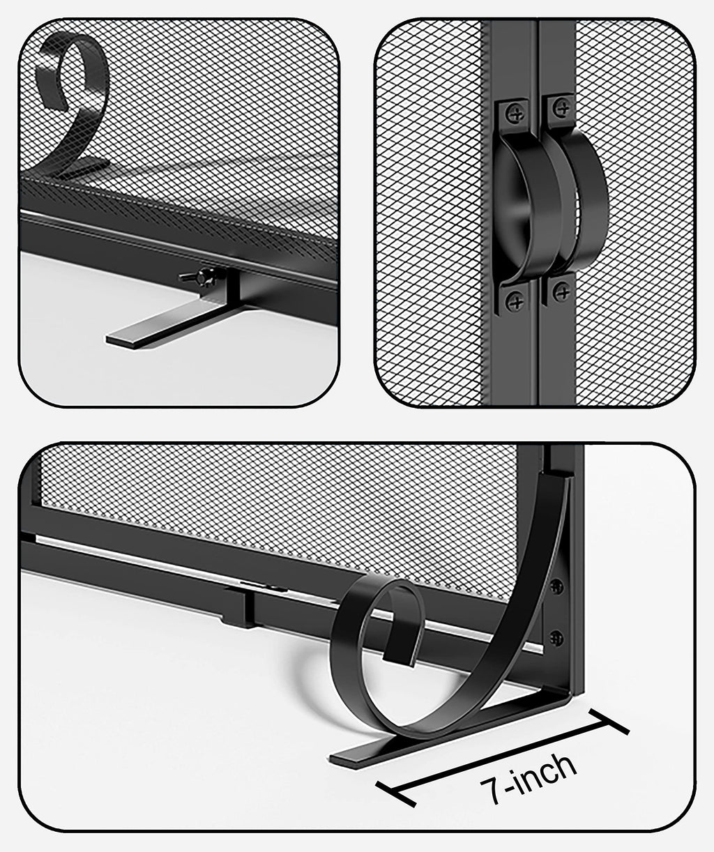 Hinged Double Door Fireplace Mesh Guard R9688