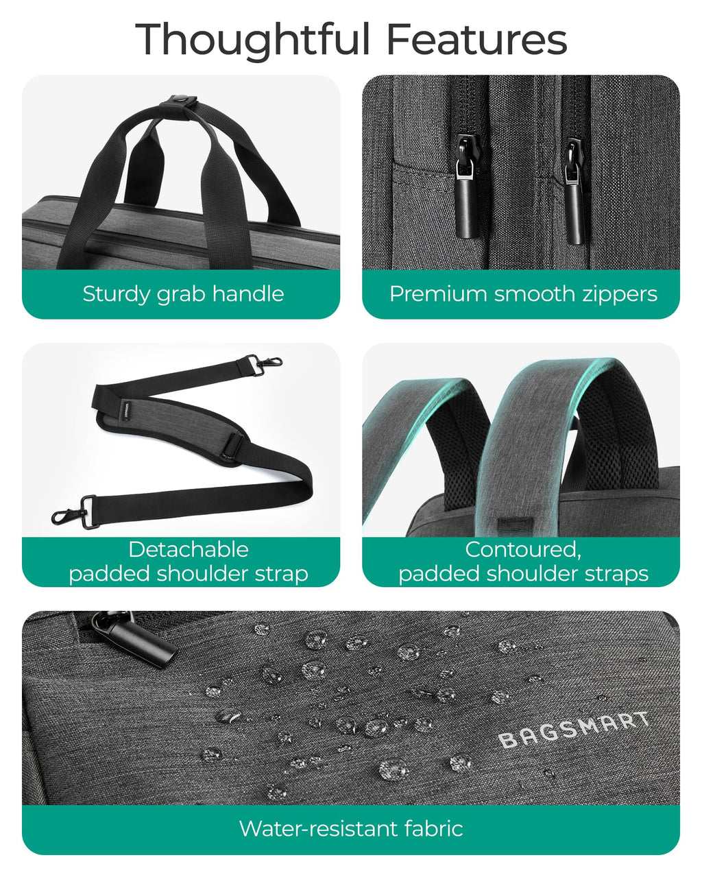 3 In 1 Laptop Bag 17.3 Inch Water-Repellent Black S25179