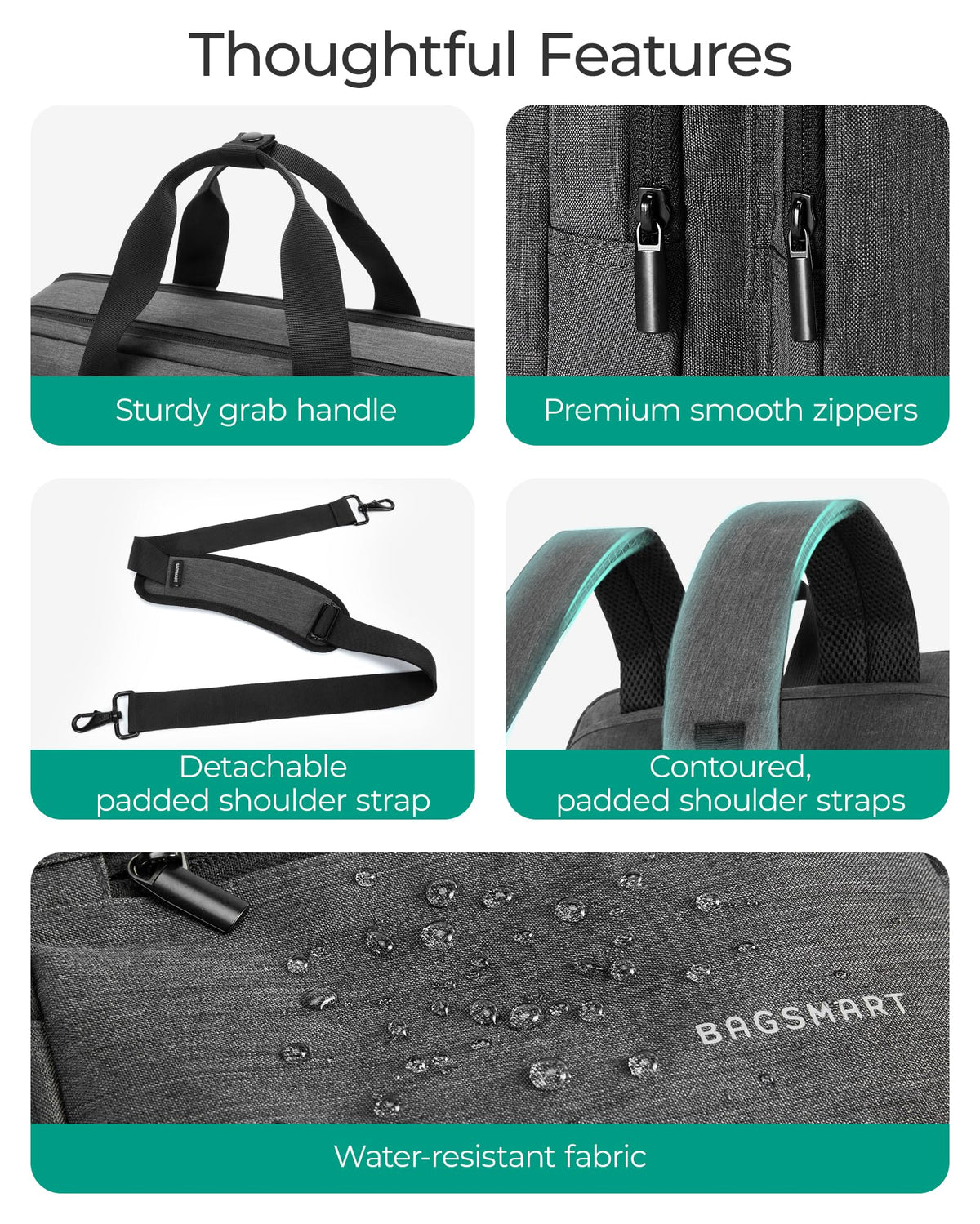 3 In 1 Laptop Bag 17.3 Inch Water-Repellent Black S25179